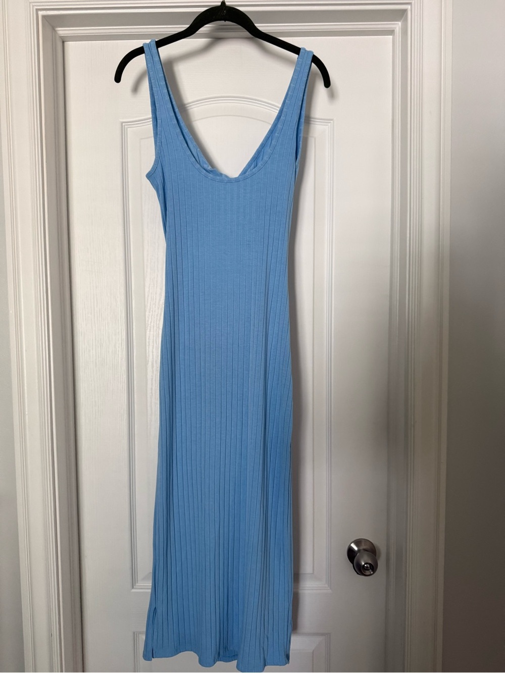 Billabong Light Blue Ribbed Scoop-Neck Maxi Dress